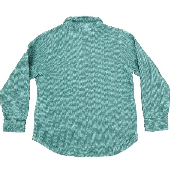 Hanna Andersson Button Shirt Boys 5 110cm Green Pockets Herringbone Cotton LS - Picture 8 of 9